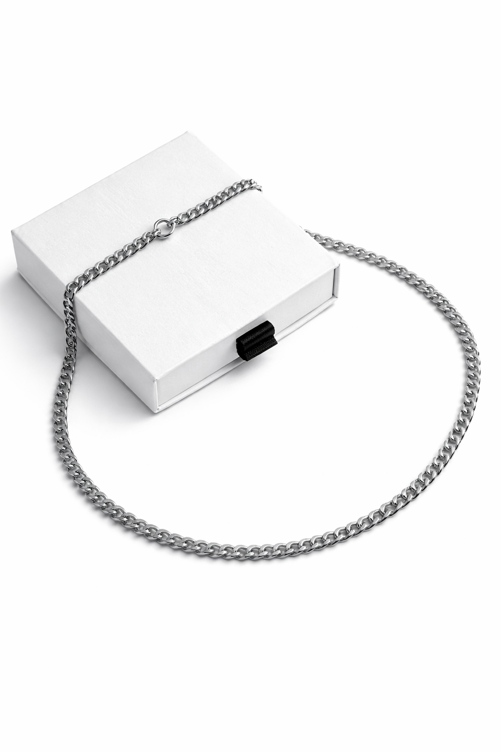 Silver 40cm Stainless Steel Curb Chain Necklace