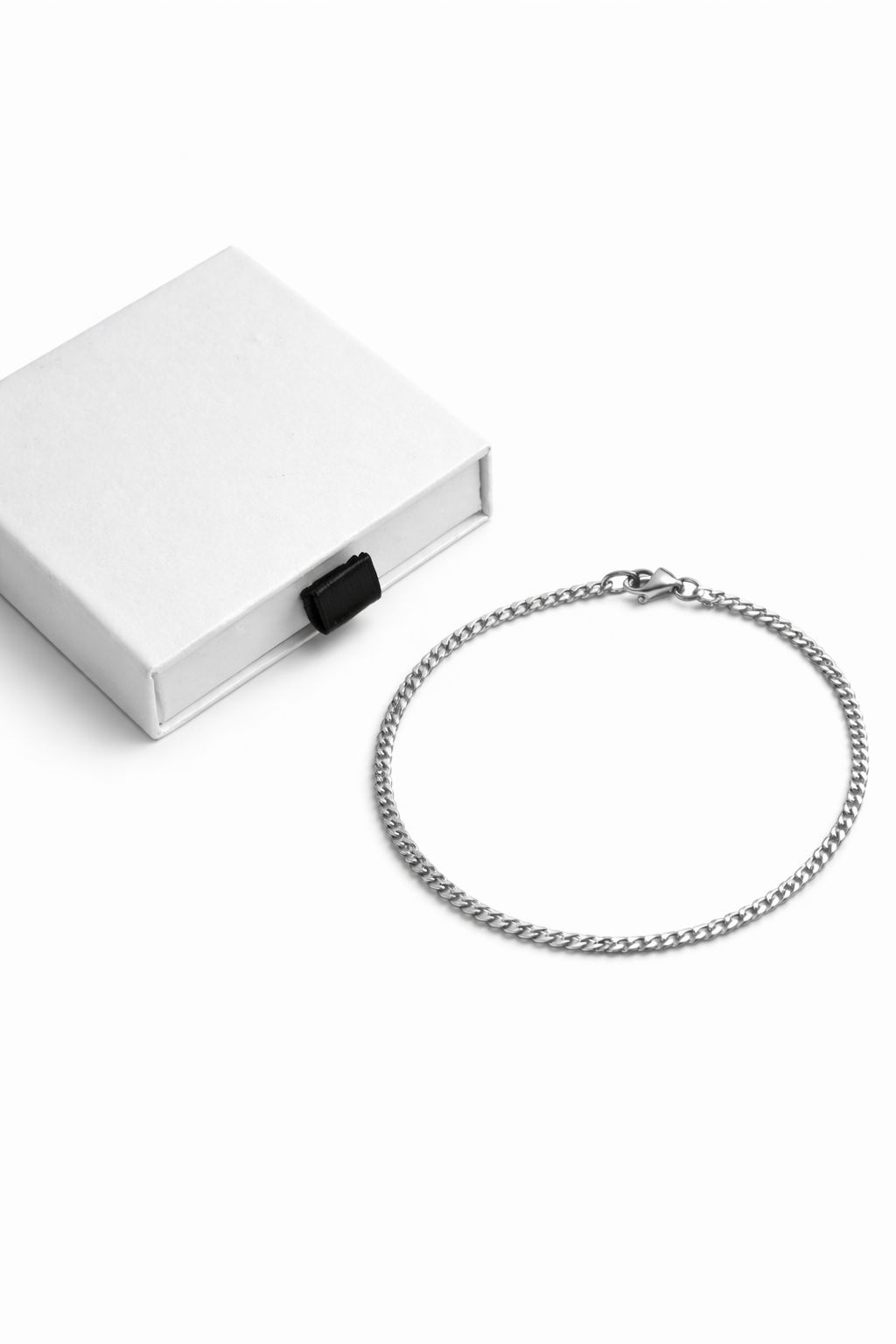 Thin 21cm Stainless Steel Curb Chain Bracelet