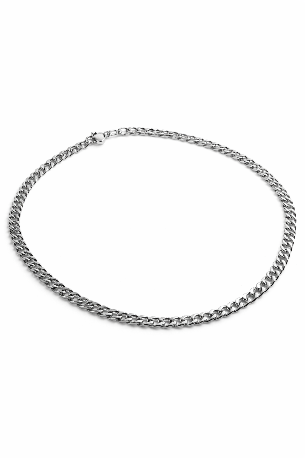 Silver 40cm Stainless Steel Curb Chain Necklace