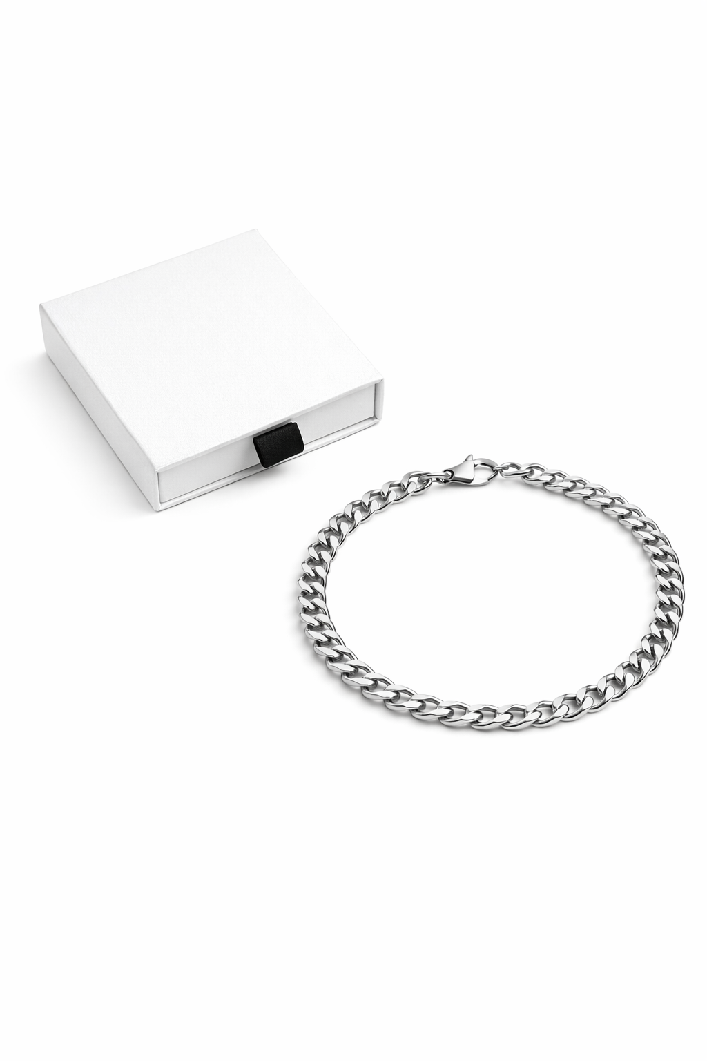 Silver 21cm Stainless Steel Curb Chain Bracelet