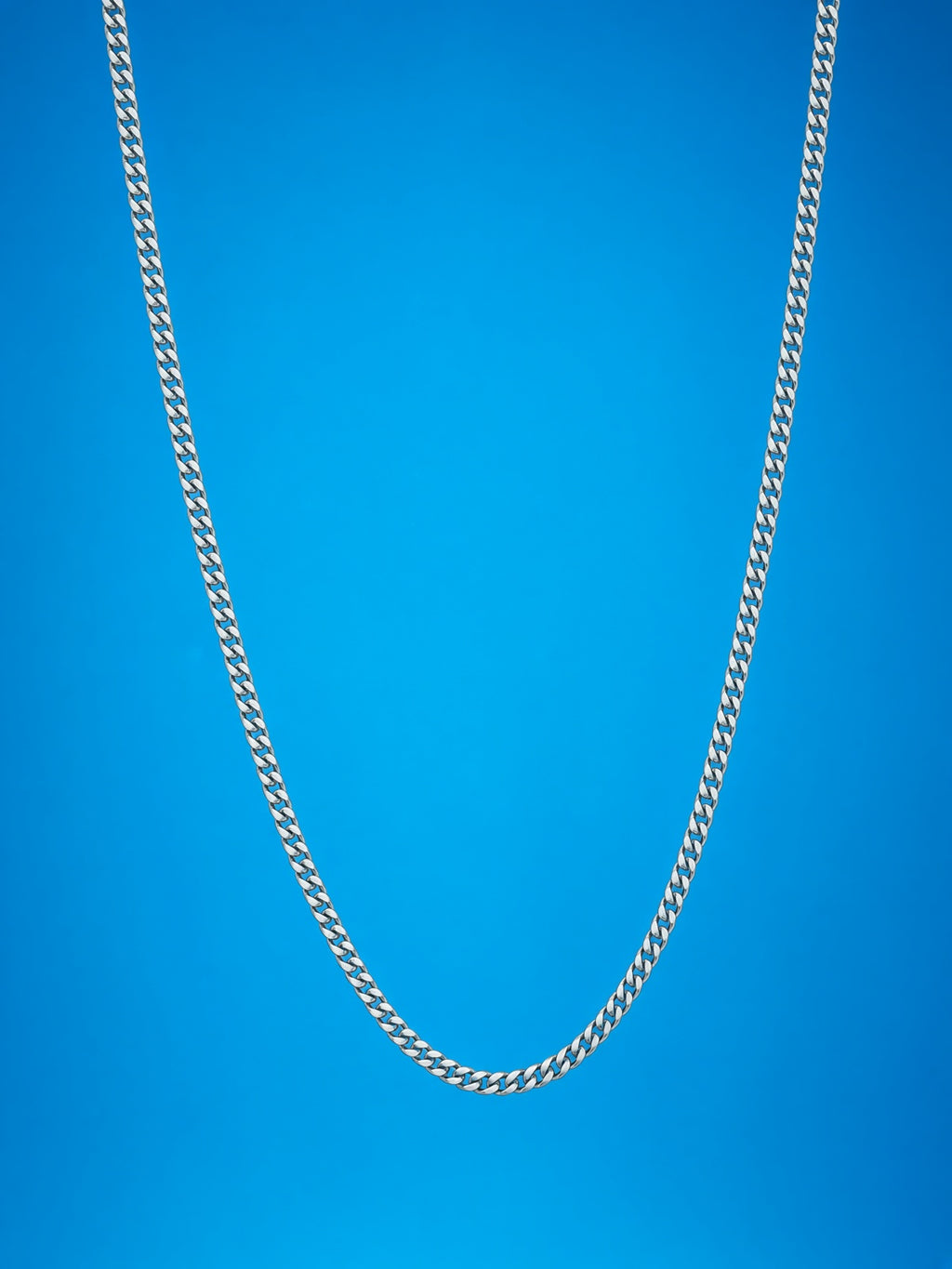 Silver 3mm Stainless Steel Curb Chain Necklace