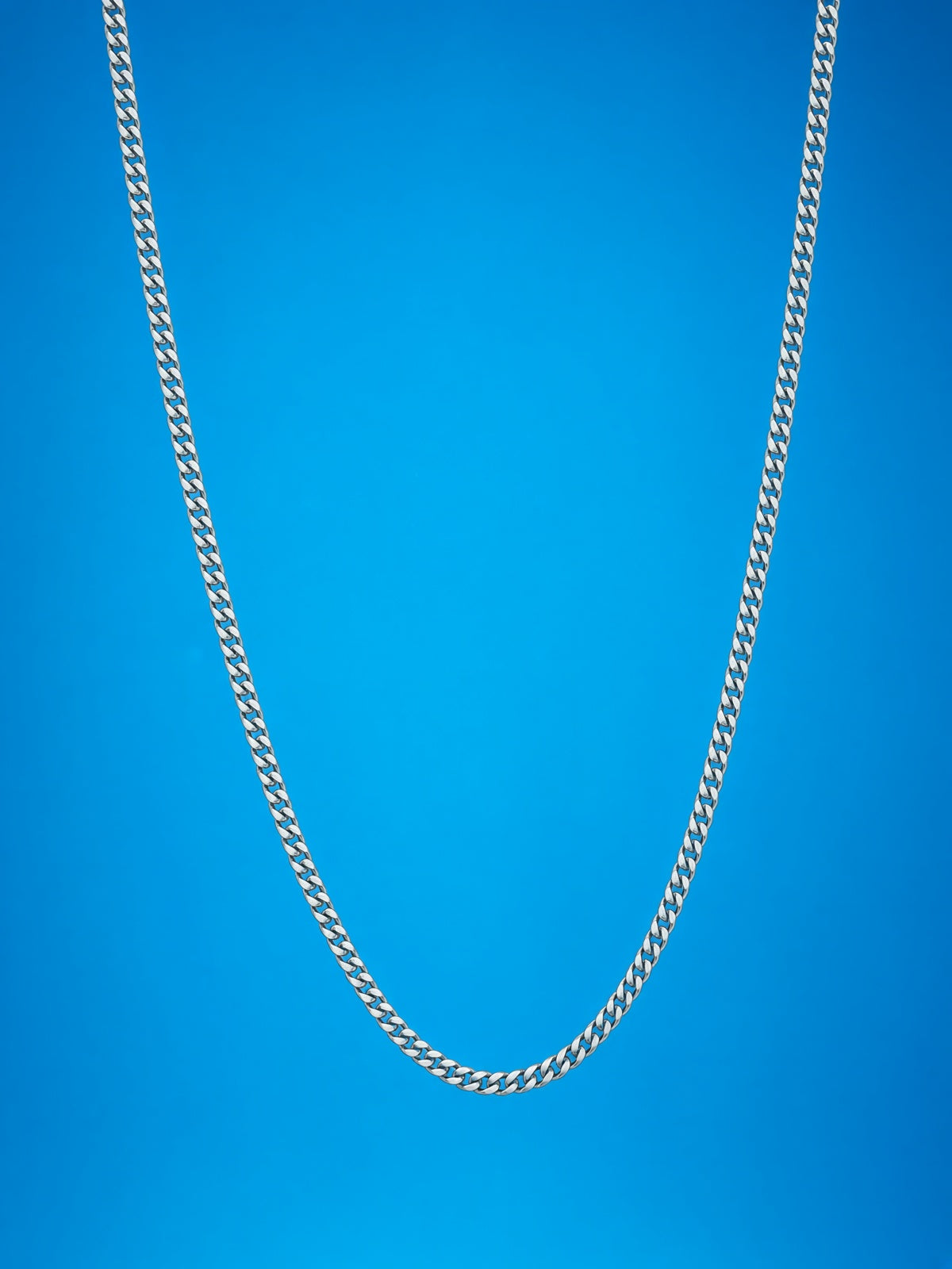 Silver 3mm Stainless Steel Curb Chain Necklace