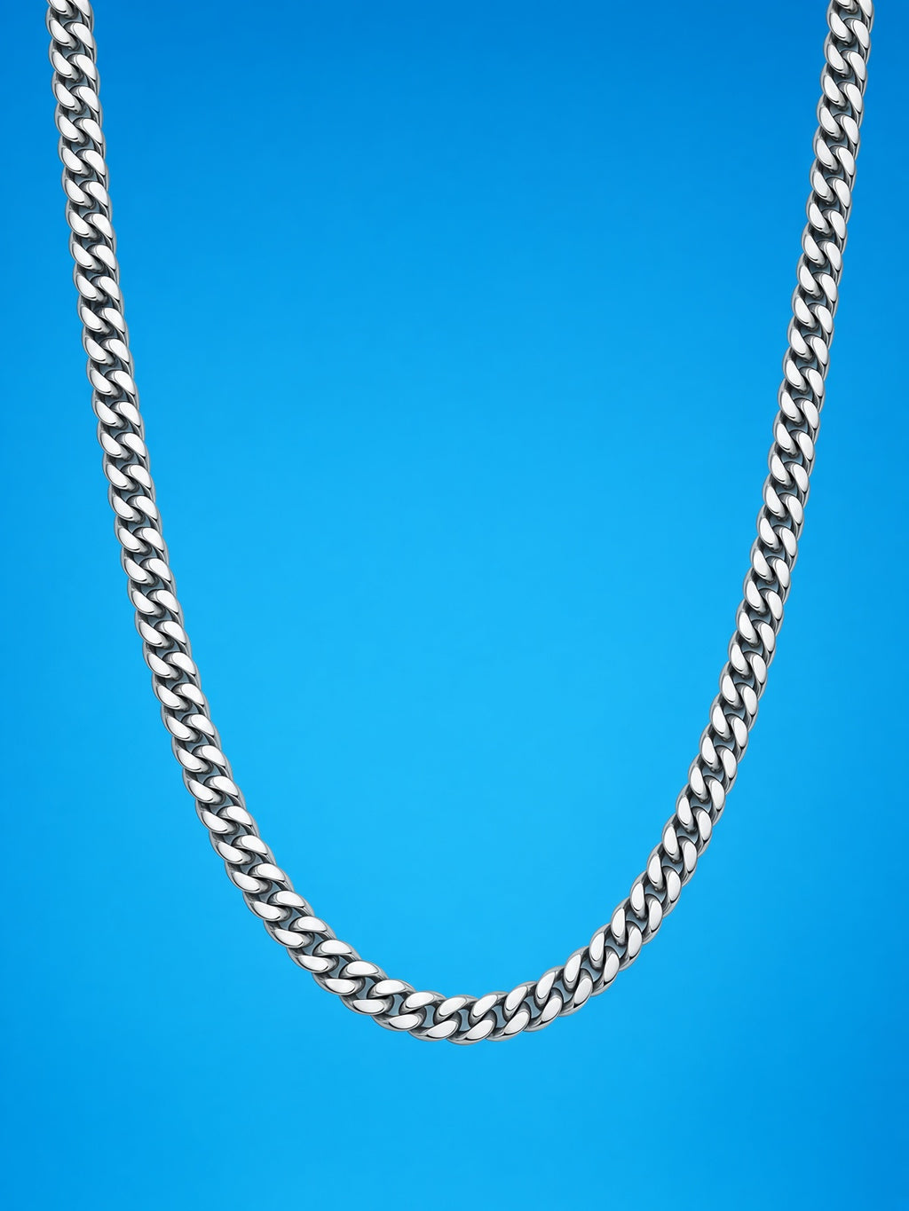 Silver 5mm Stainless Steel Curb Chain Necklace