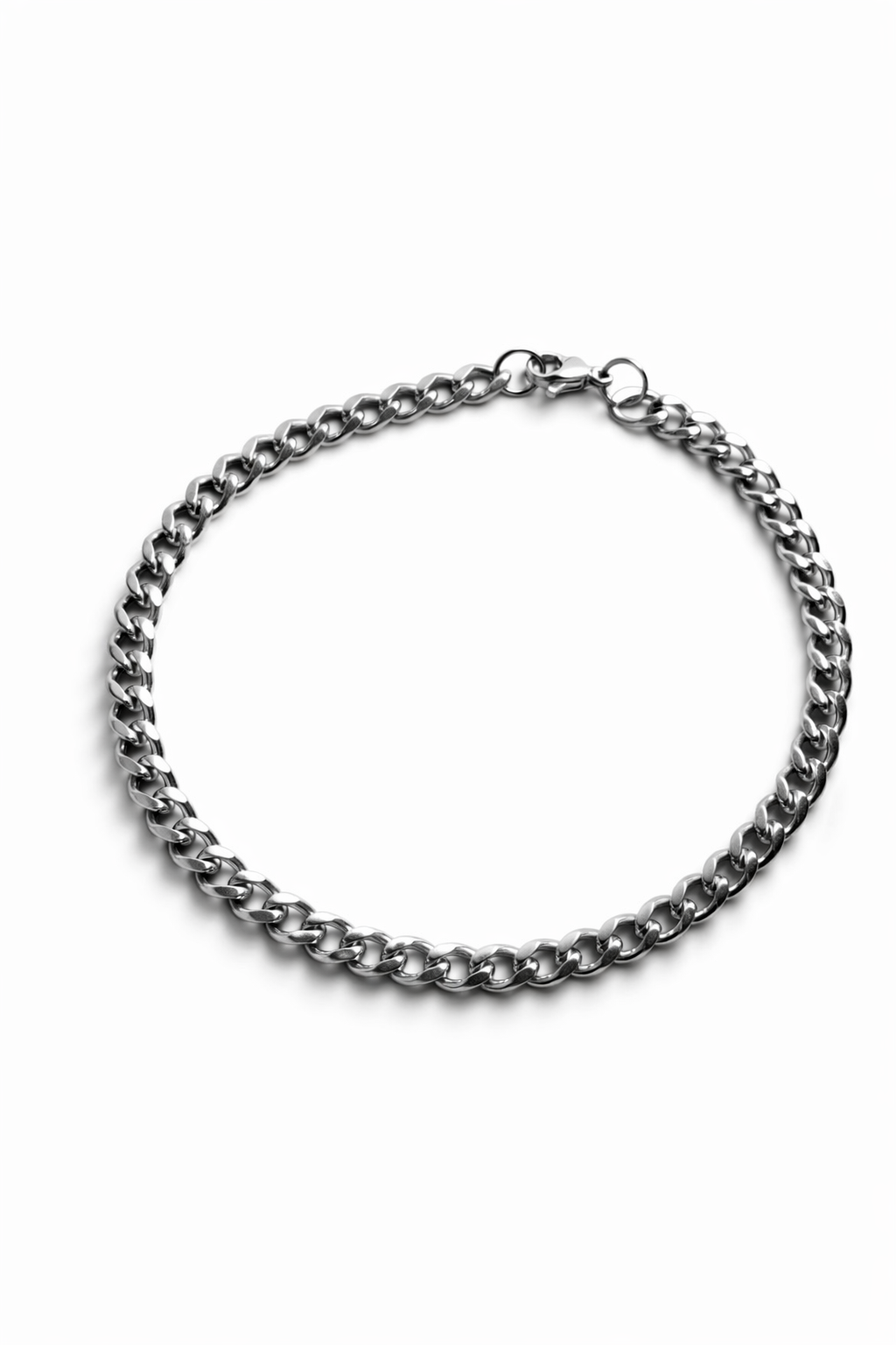Silver 19cm Stainless Steel Curb Chain Bracelet