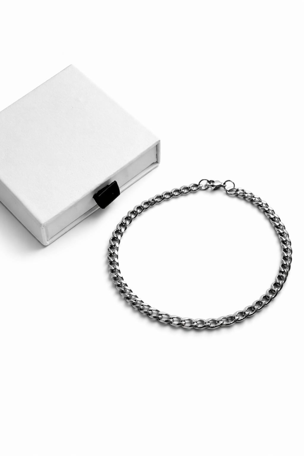 Silver 19cm Stainless Steel Curb Chain Bracelet