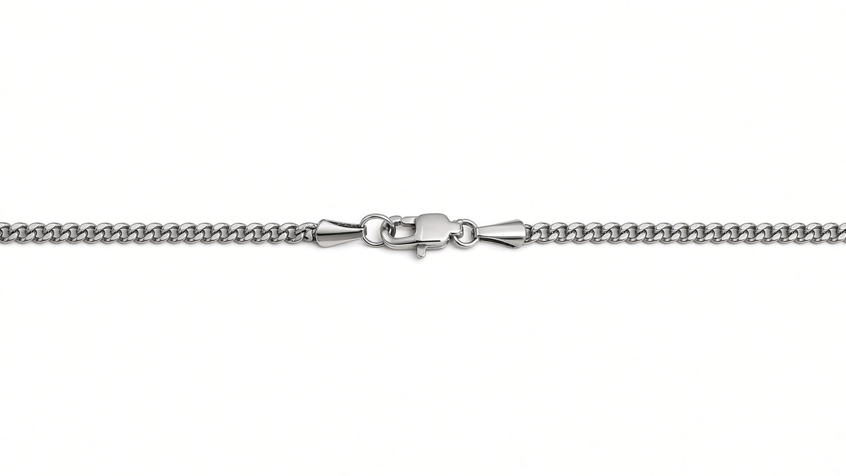 Silver 3mm Stainless Steel Curb Chain Necklace